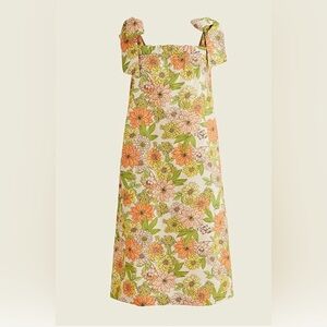 J.Crew Tie Shoulder Cotton Poplin Dress in Zinnia Floral
